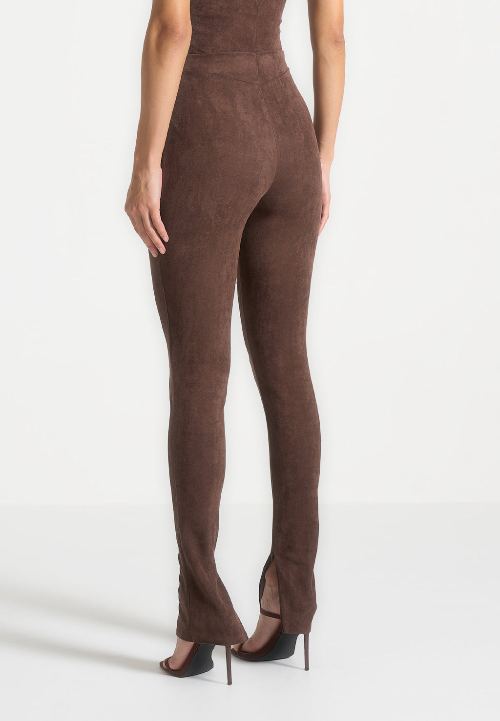 Suede Leggings - Brown
