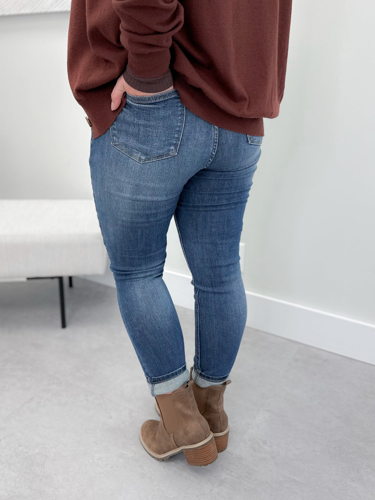 Lilian Mid-Wash Tummy Control Jeans by Judy Blue