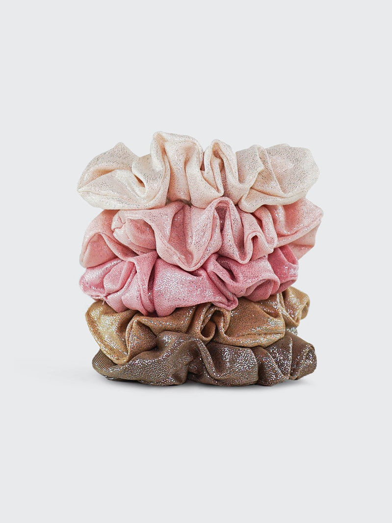 Kitsch Metallic Scrunchies in Blush/Mauve