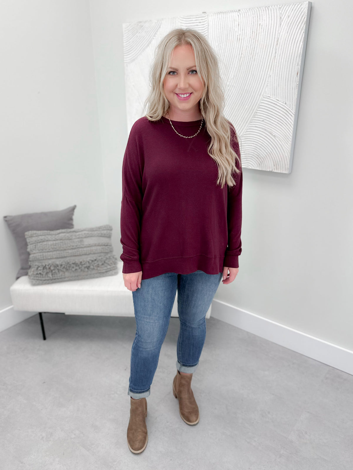 Eliana Long Sleeve in Merlot by C'est Moi