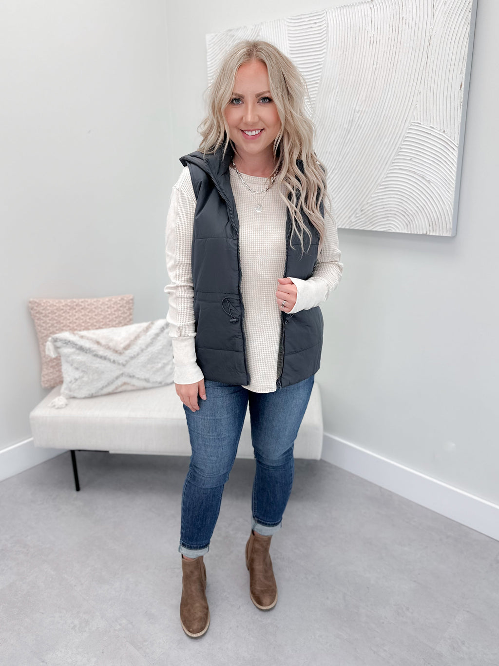 Ginny Puffer Vest in Spruce