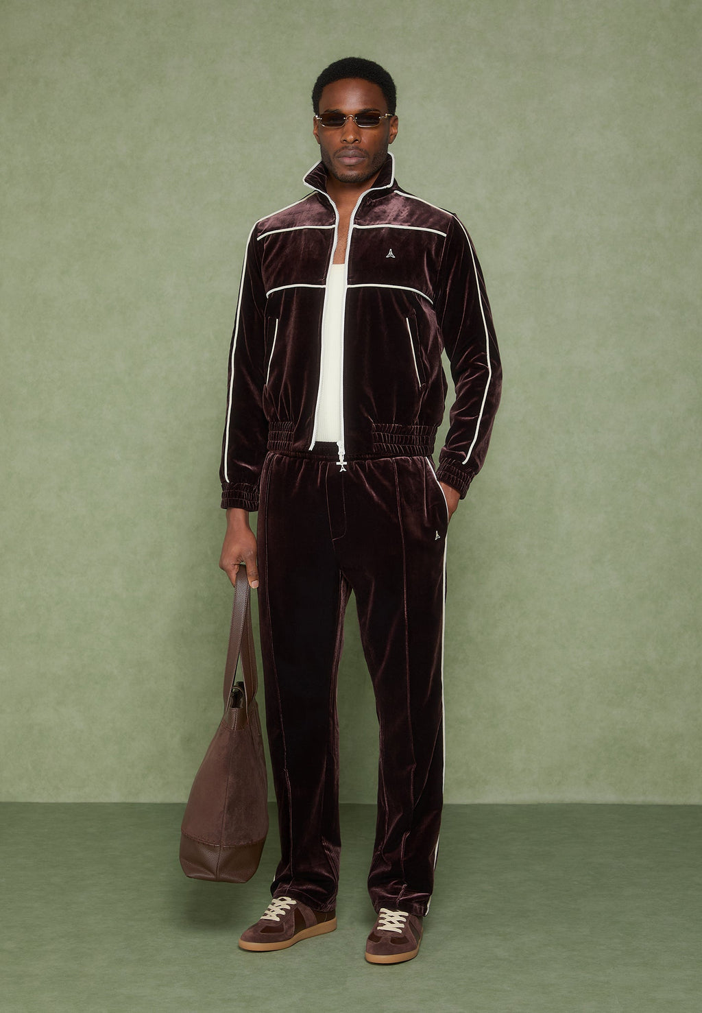 Eiffel Velour Track Pants - Brown