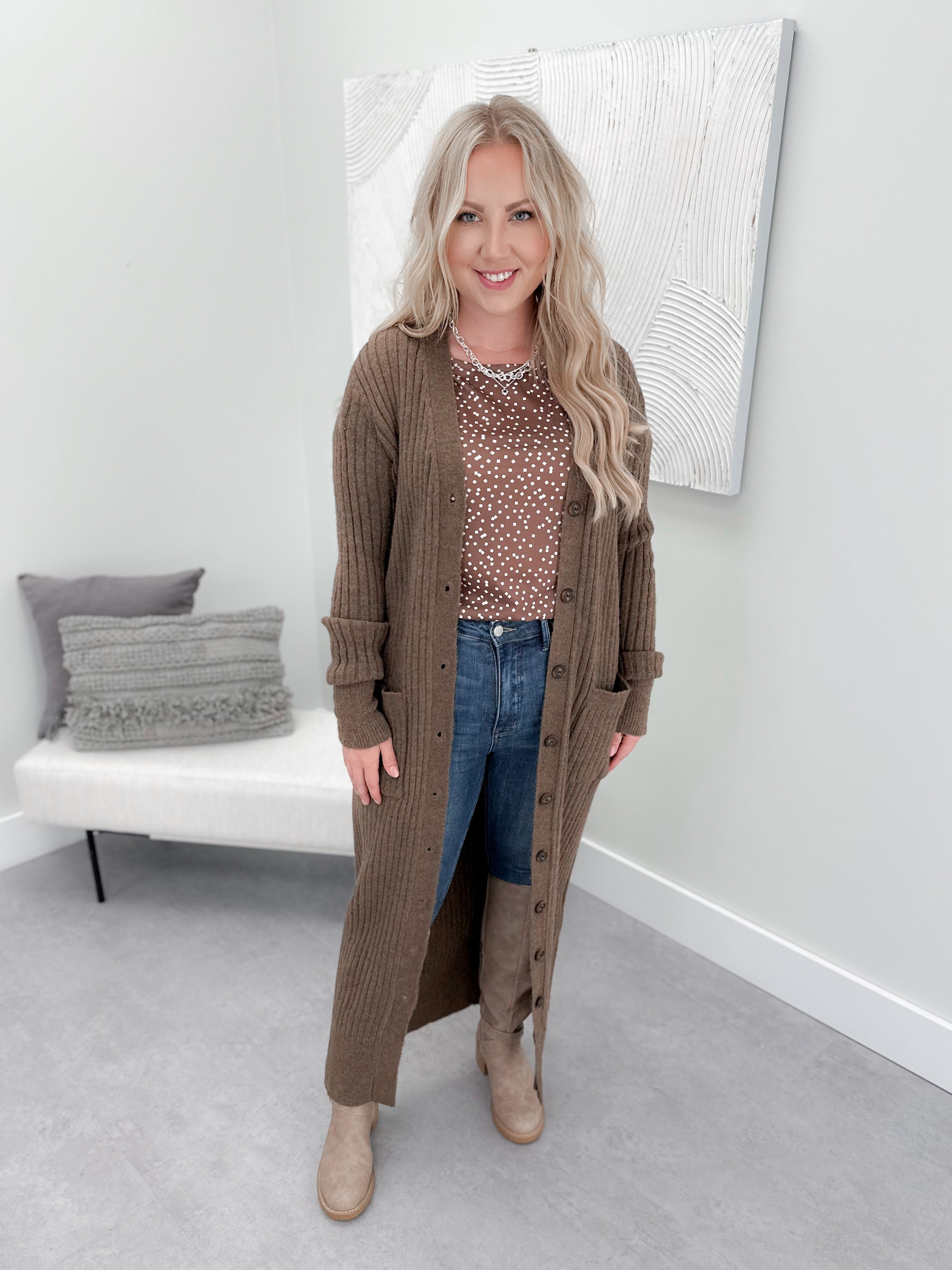 Pepper Maxi Cardigan in Mocha
