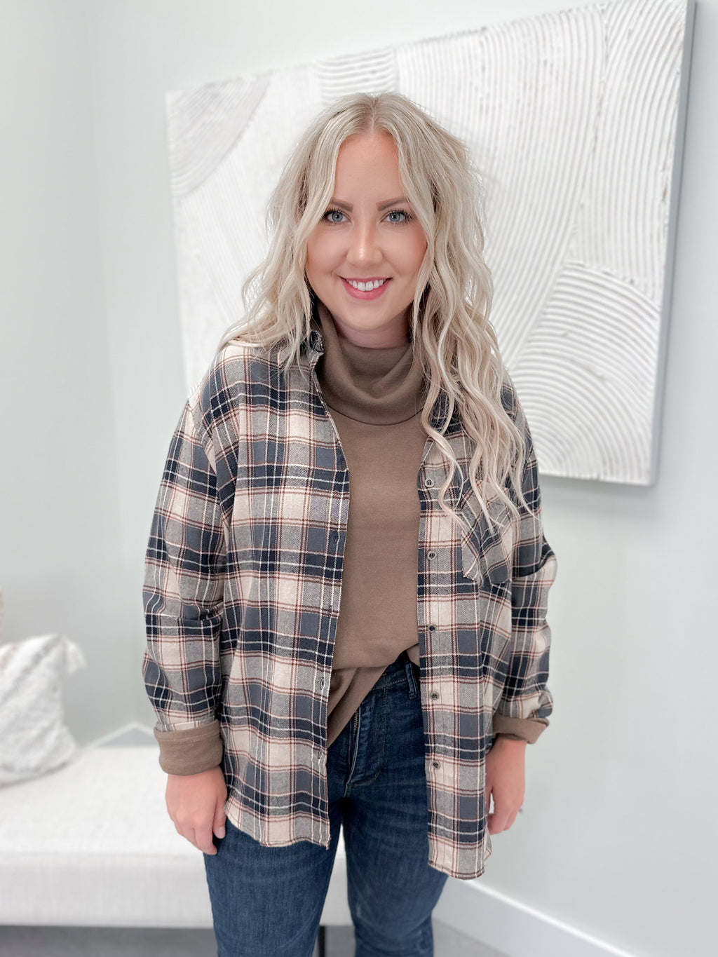 Danica Plaid in Navy