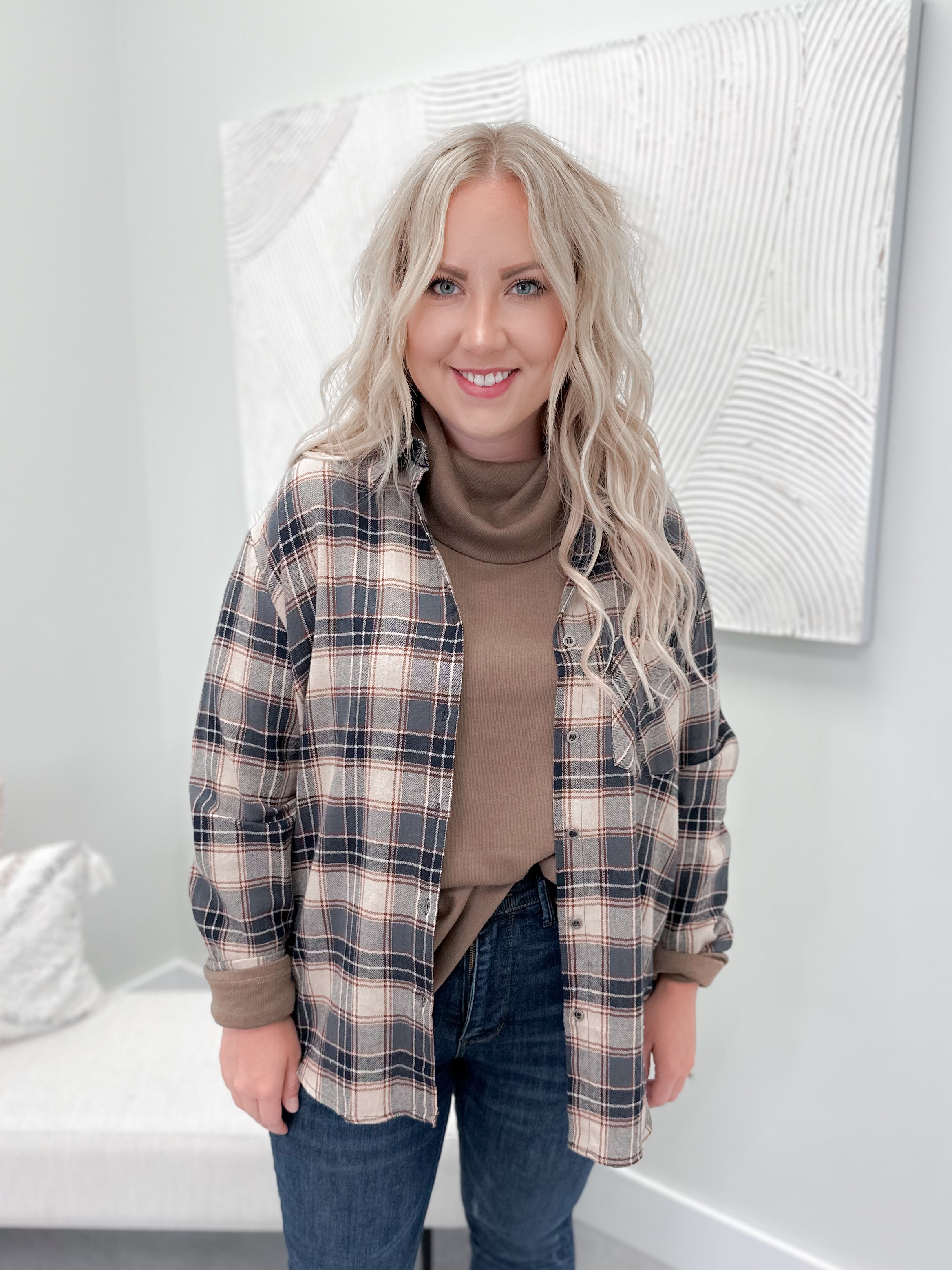 Danica Plaid in Navy