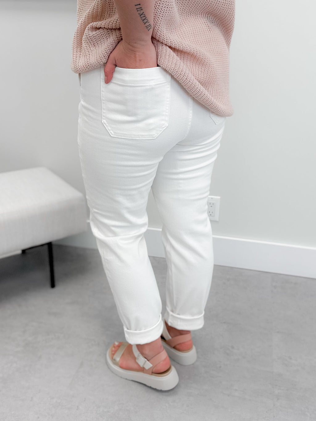 Marley Almost White Jogger Jeans by Judy Blue