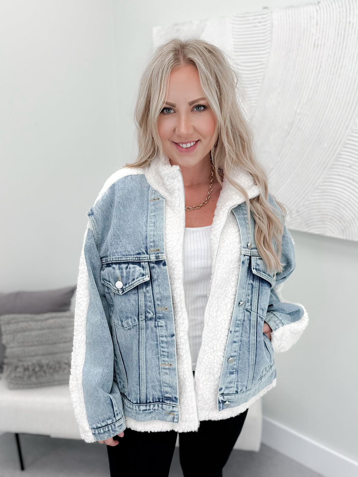 Nora Denim Sherpa Jacket
