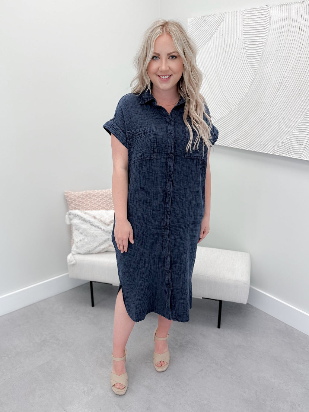Lyra Shirt Dress in Ink