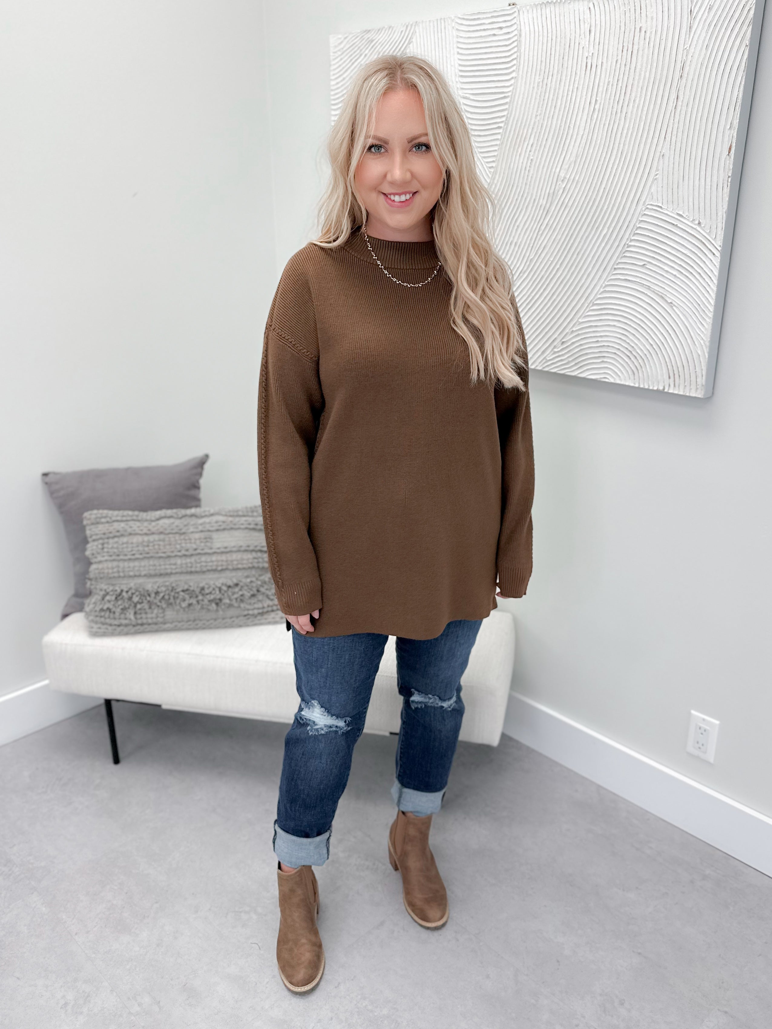 Mandy Ribbed Sweater in Brown