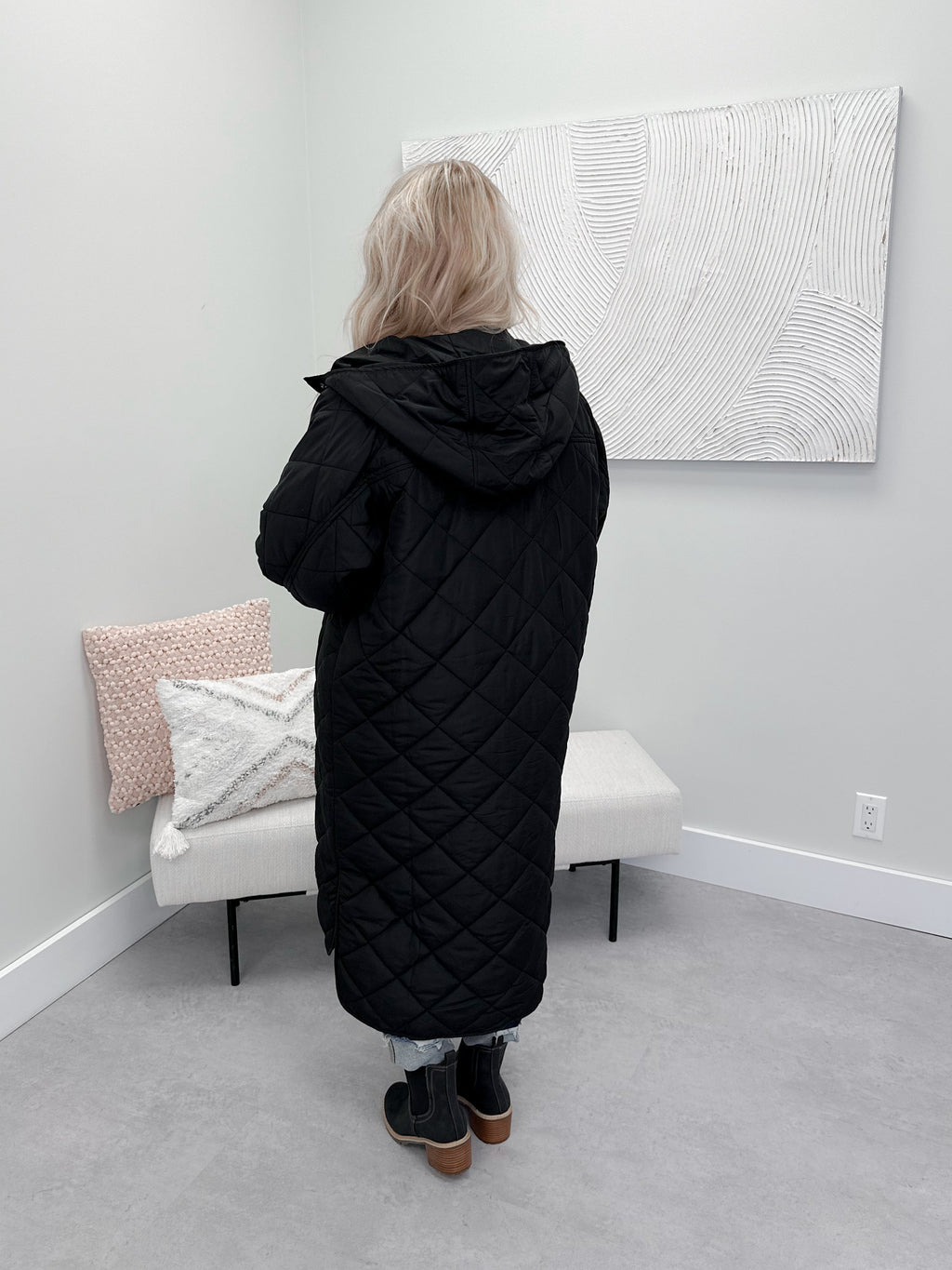 Fernie Quilted Jacket in Black - 3X