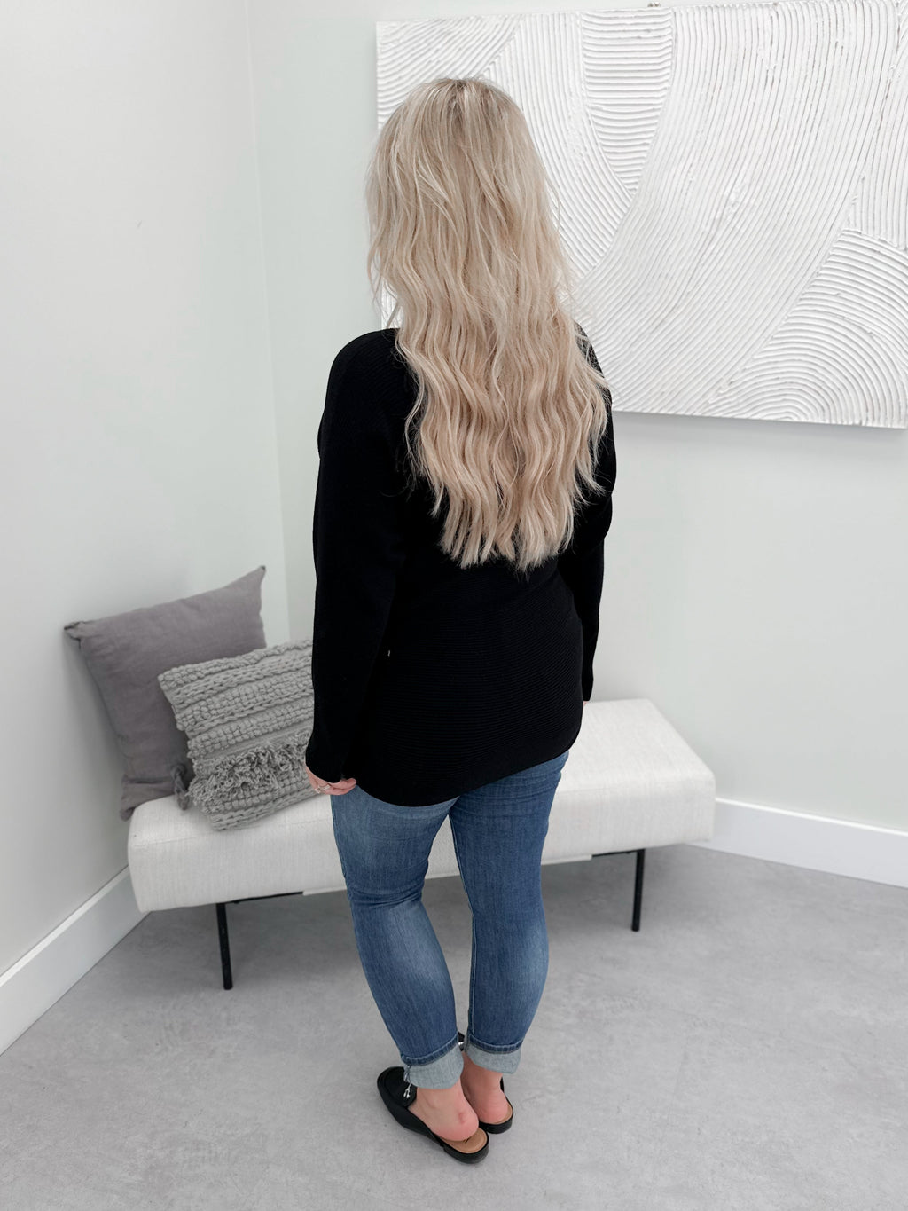 Isla Ribbed Sweater in Black