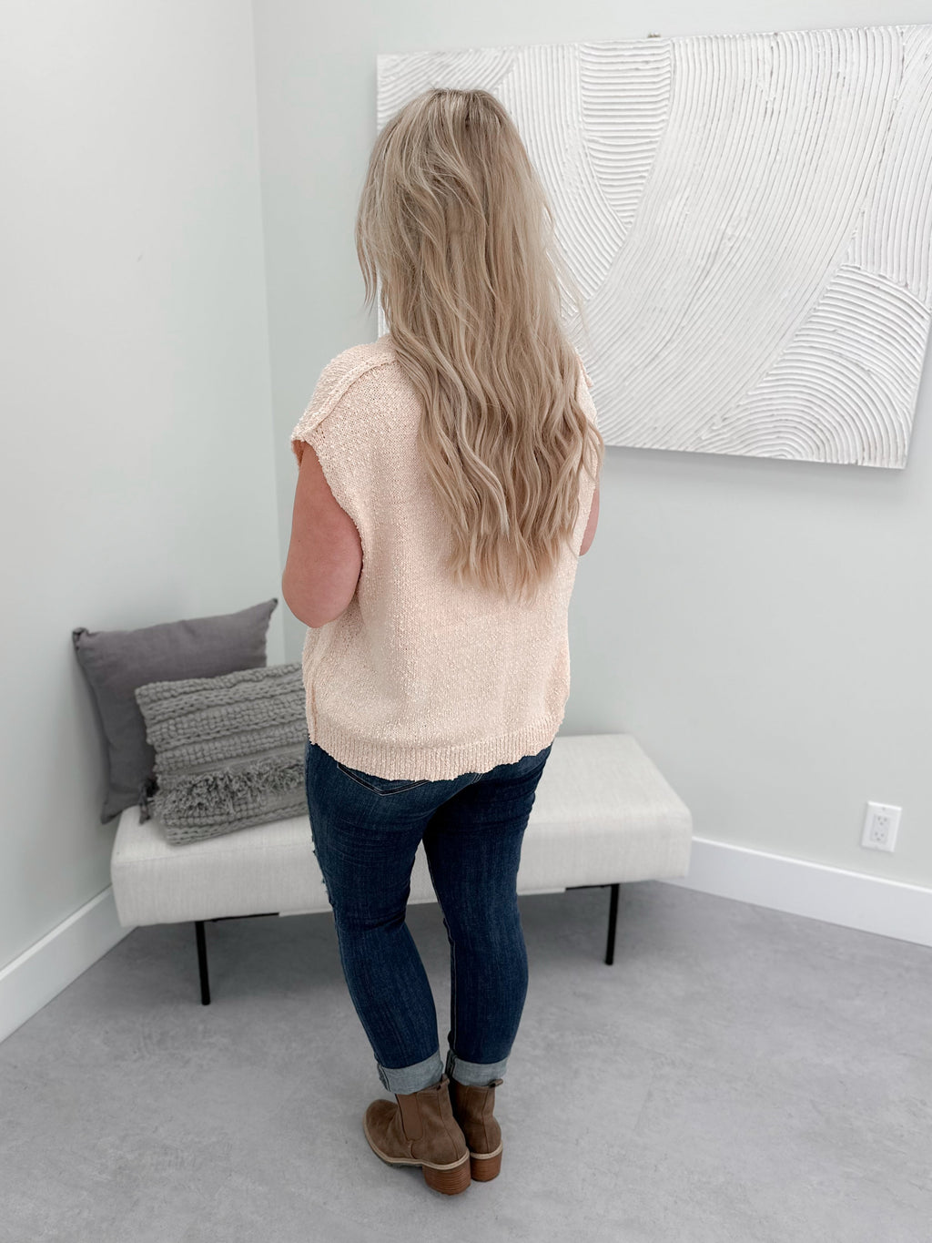 Bonita Sweater Vest in Soft Peach