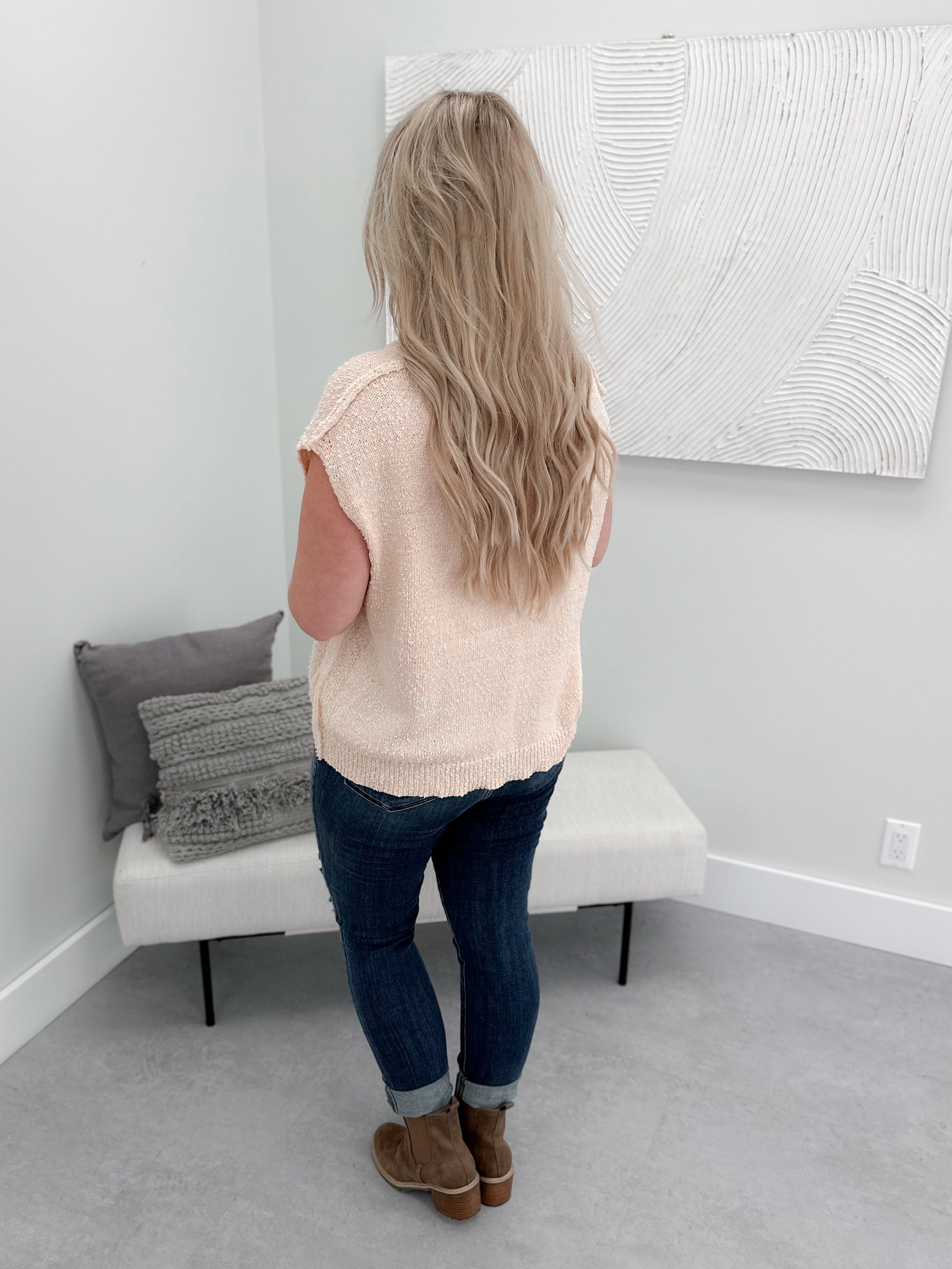 Bonita Sweater Vest in Soft Peach