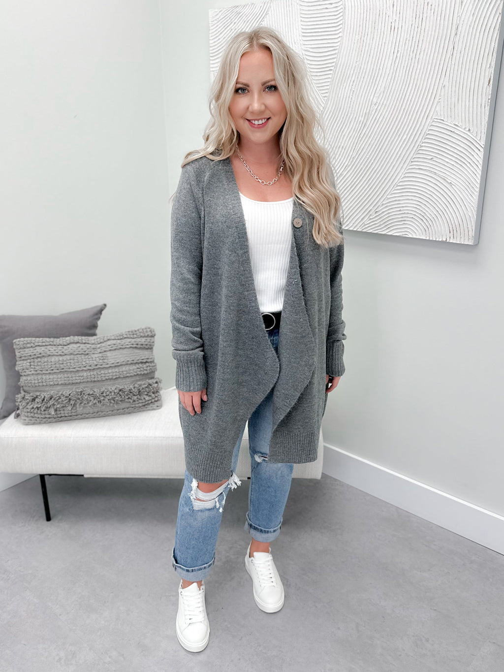 Getting Warmer Cardi in Grey