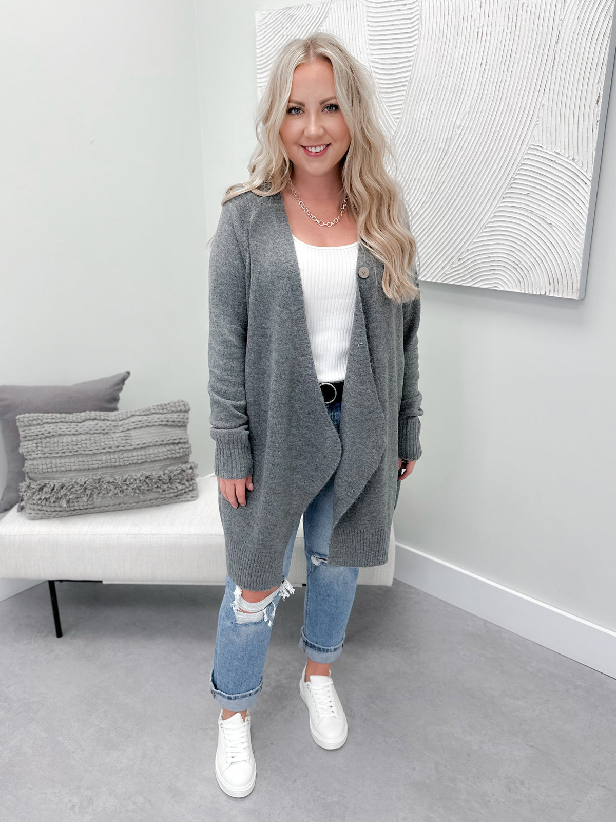 Getting Warmer Cardi in Grey