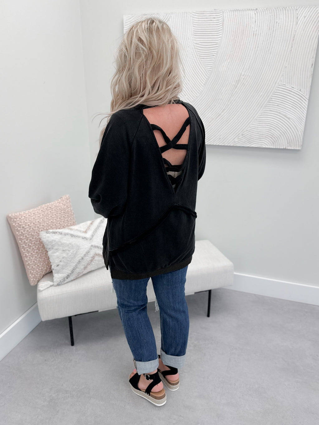 Jazleen Pullover in Washed Black by Pol