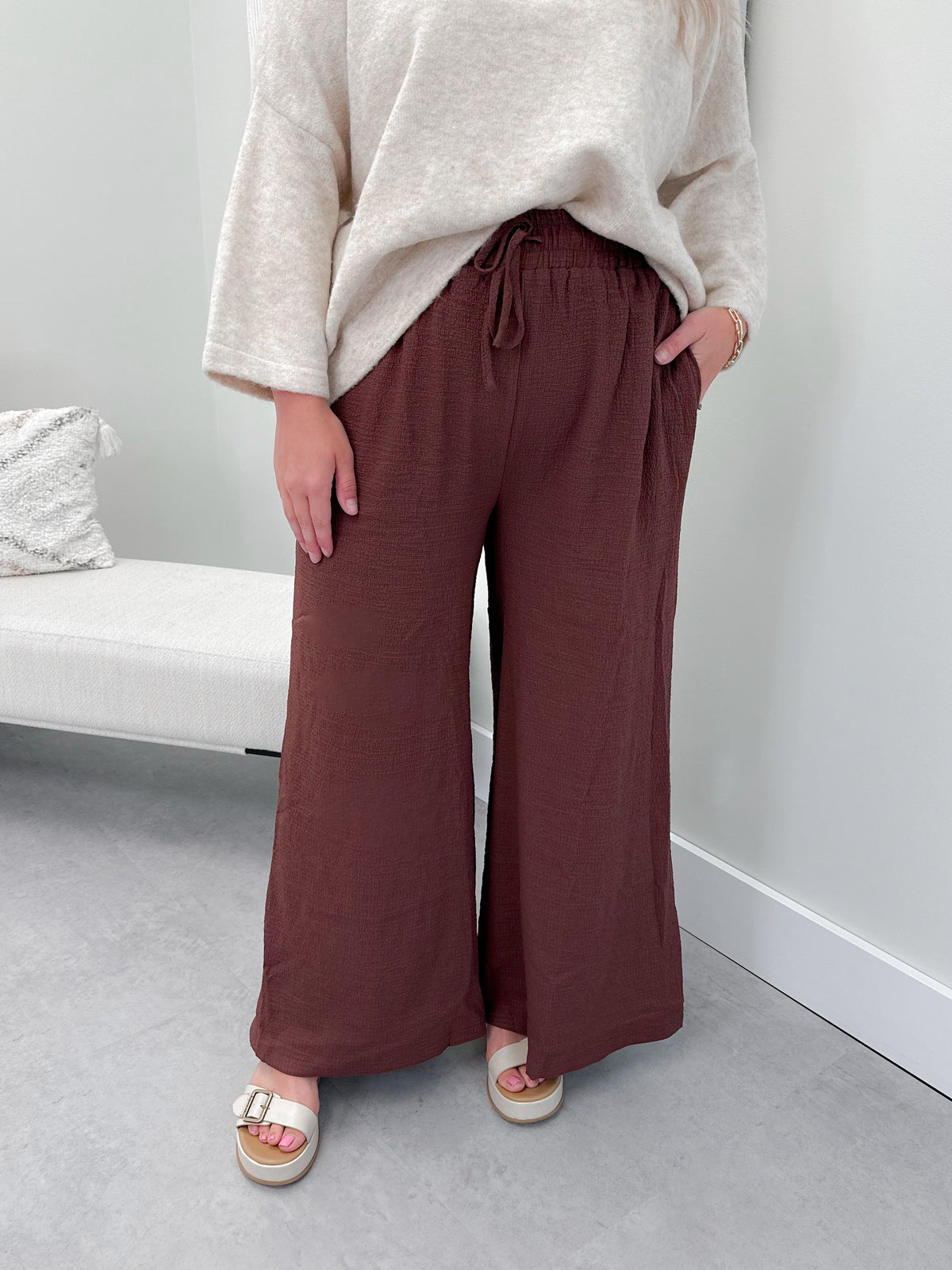 Why Not Wide leg Pants in Chocolate