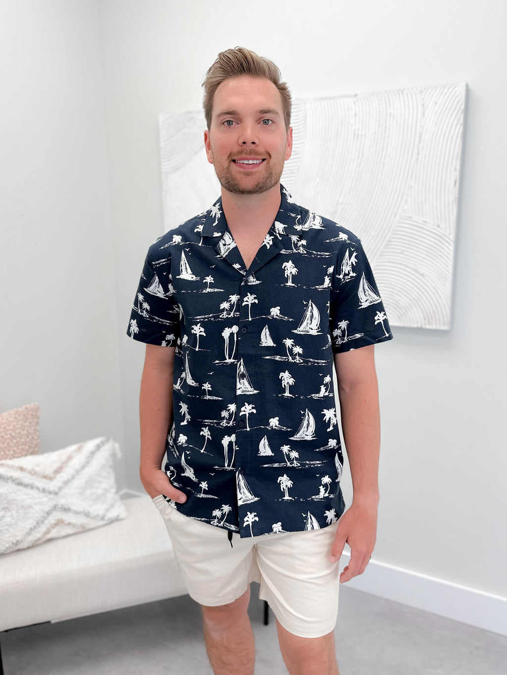 Sail Away Mens Button Down - Size Small