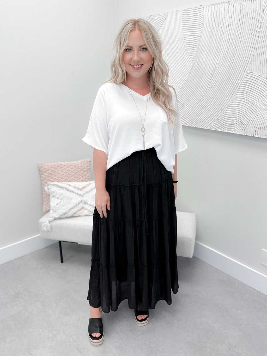 Sicily Tiered Skirt in Black