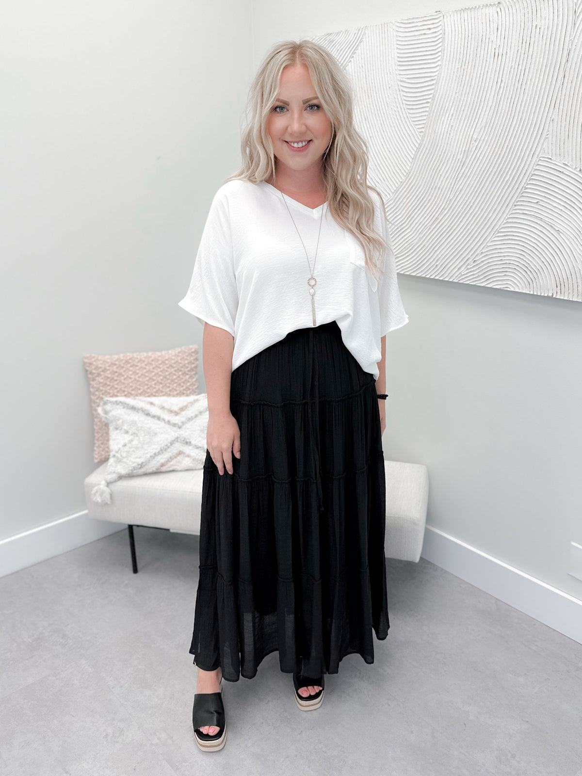 Sicily Tiered Skirt in Black