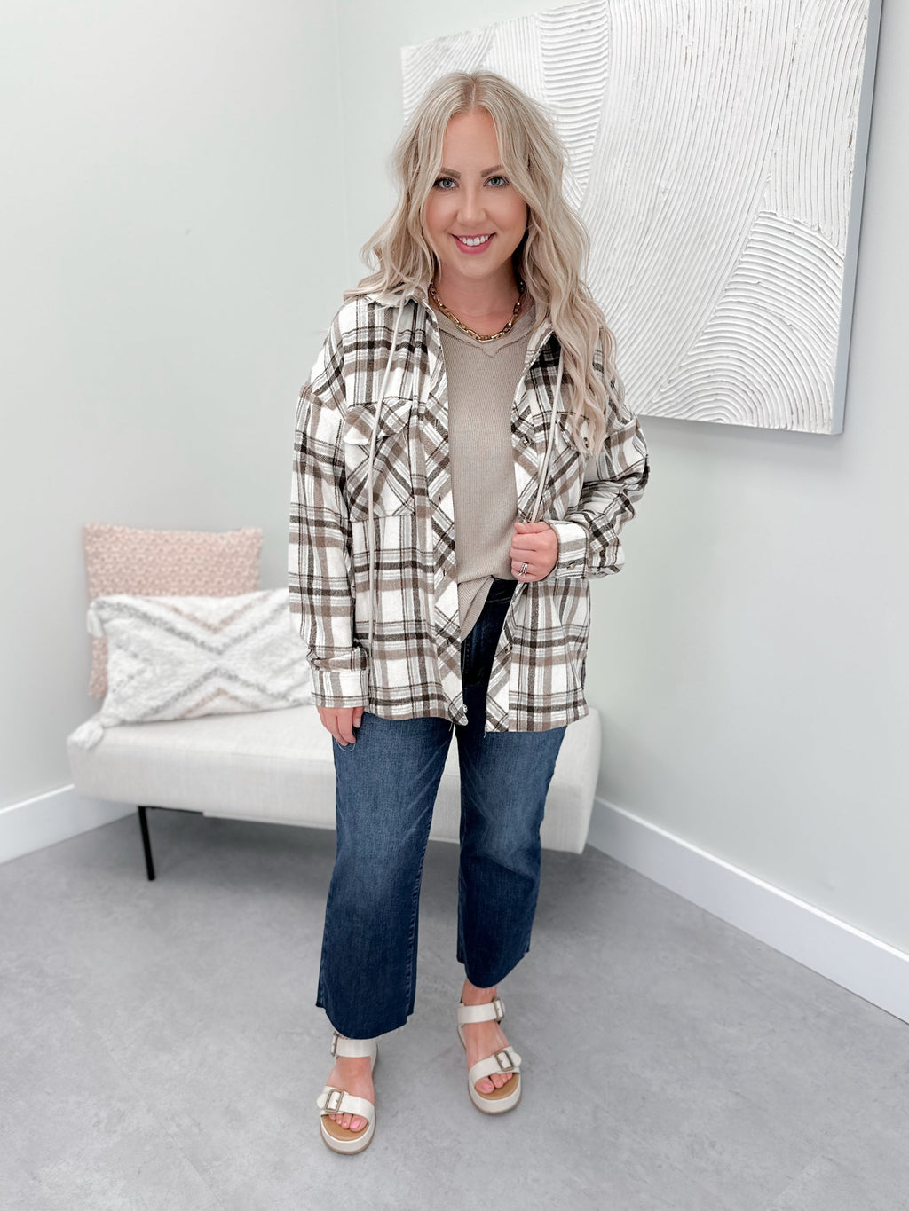 Canmore Shacket in Plaid Mocha