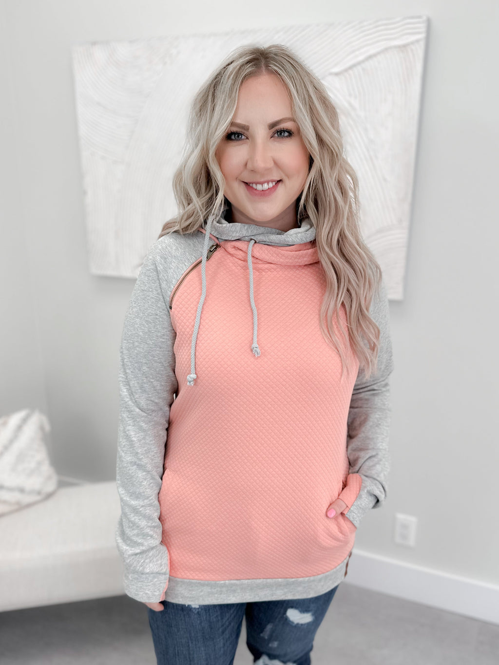 Just Peachy Doublehood Sweatshirt by Ampersand Ave - L/O Size 2XL
