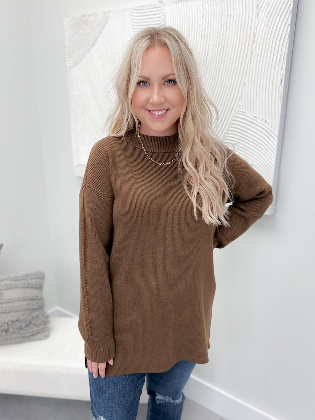 Mandy Ribbed Sweater in Brown
