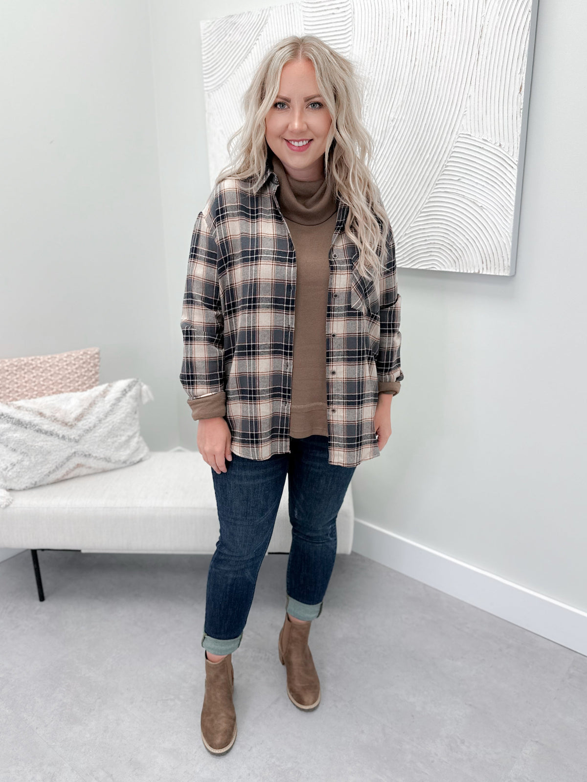 Danica Plaid in Navy