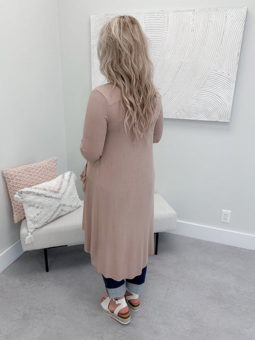 Alli Ribbed Cardi in Latte