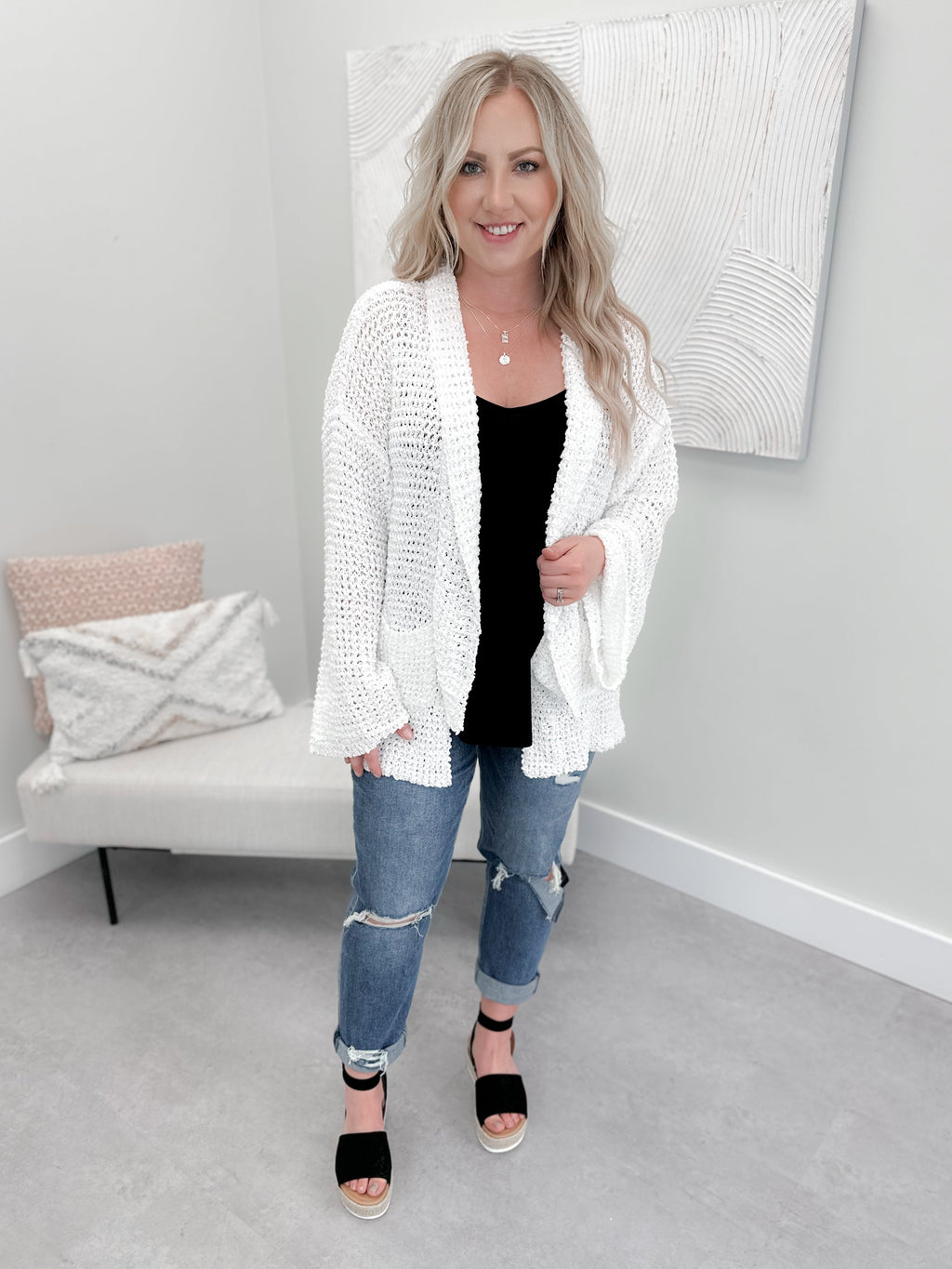 Madeleine Cardigan in Off White by Pol