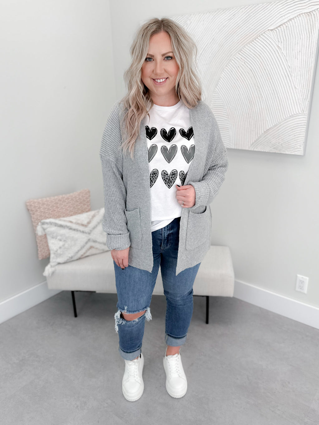 Heart Stamp Tee in  White by Ash + Antler