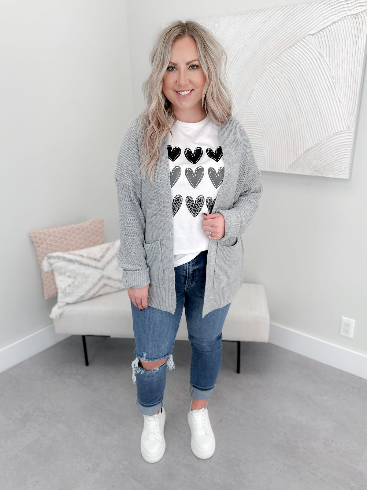 Heart Stamp Tee in  White by Ash + Antler