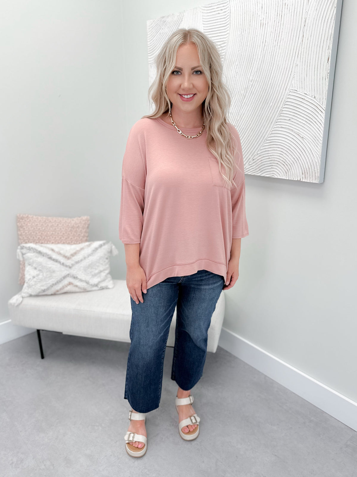 Cole Tee in Dusty Rose - L/O size Small