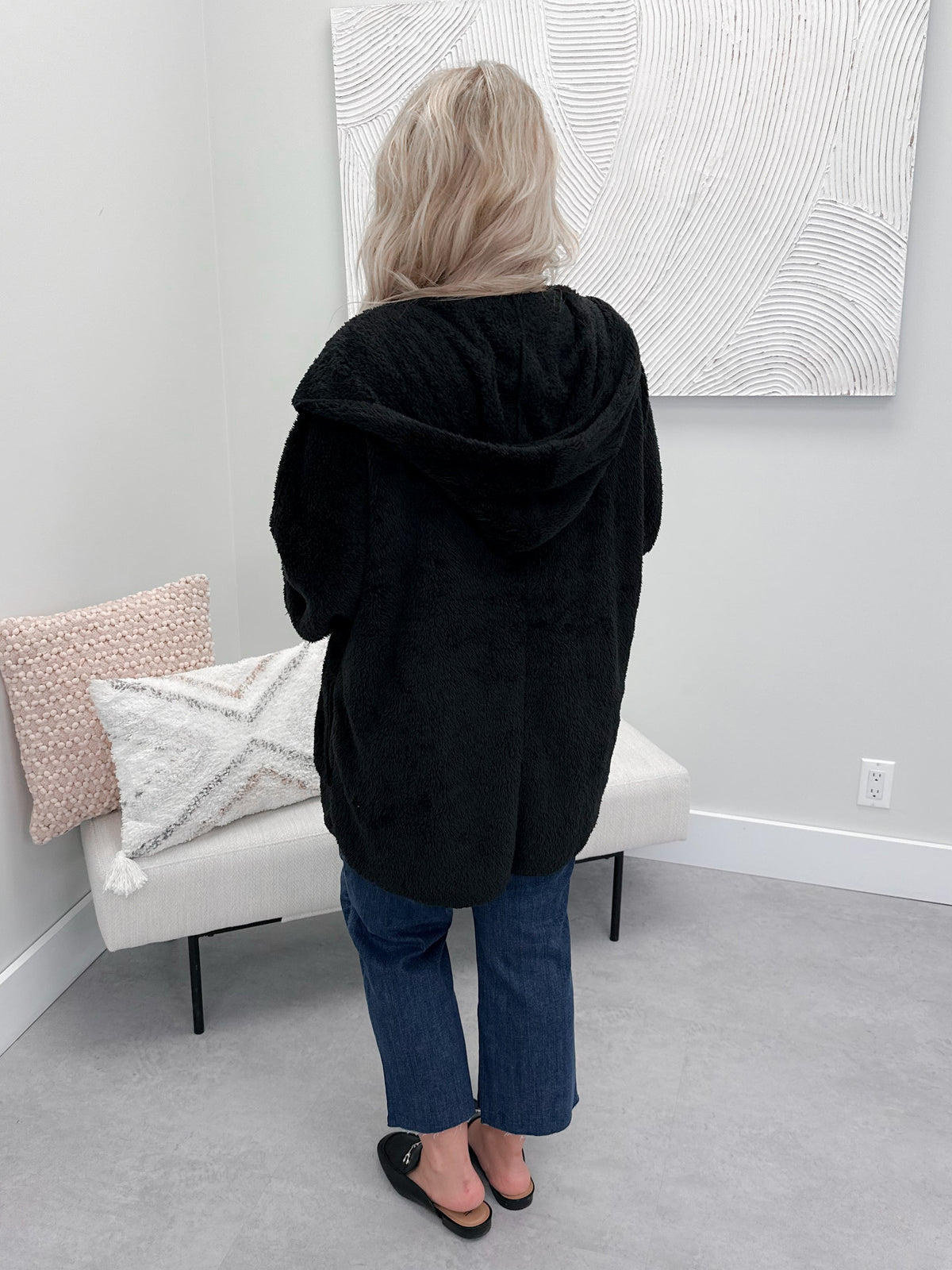 Foxy Faux Fur Jacket in Black
