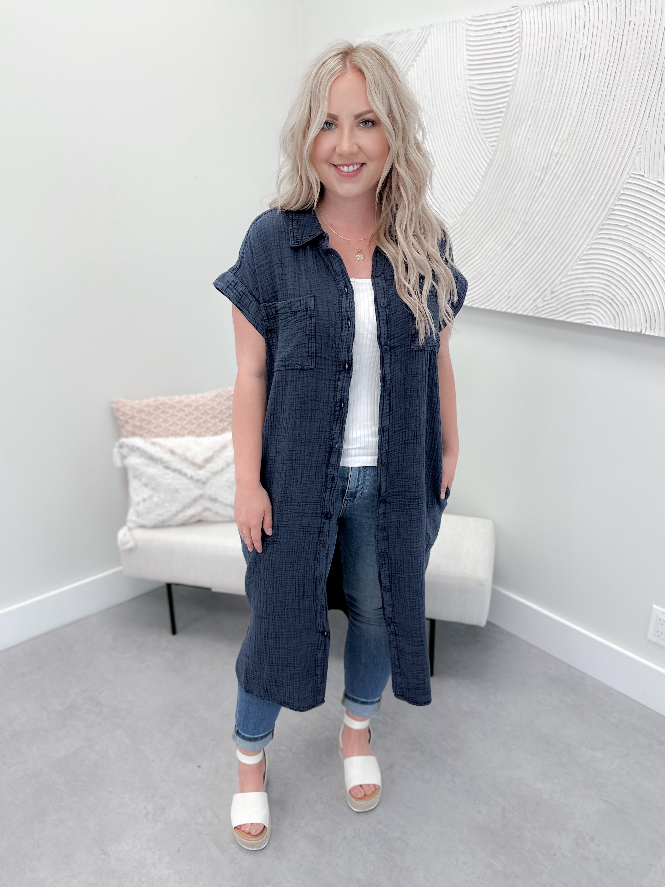 Lyra Shirt Dress in Ink