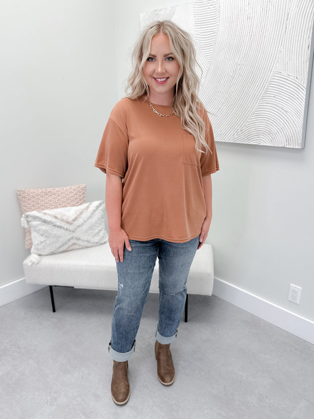 Carson Pocket Tee in Caramel