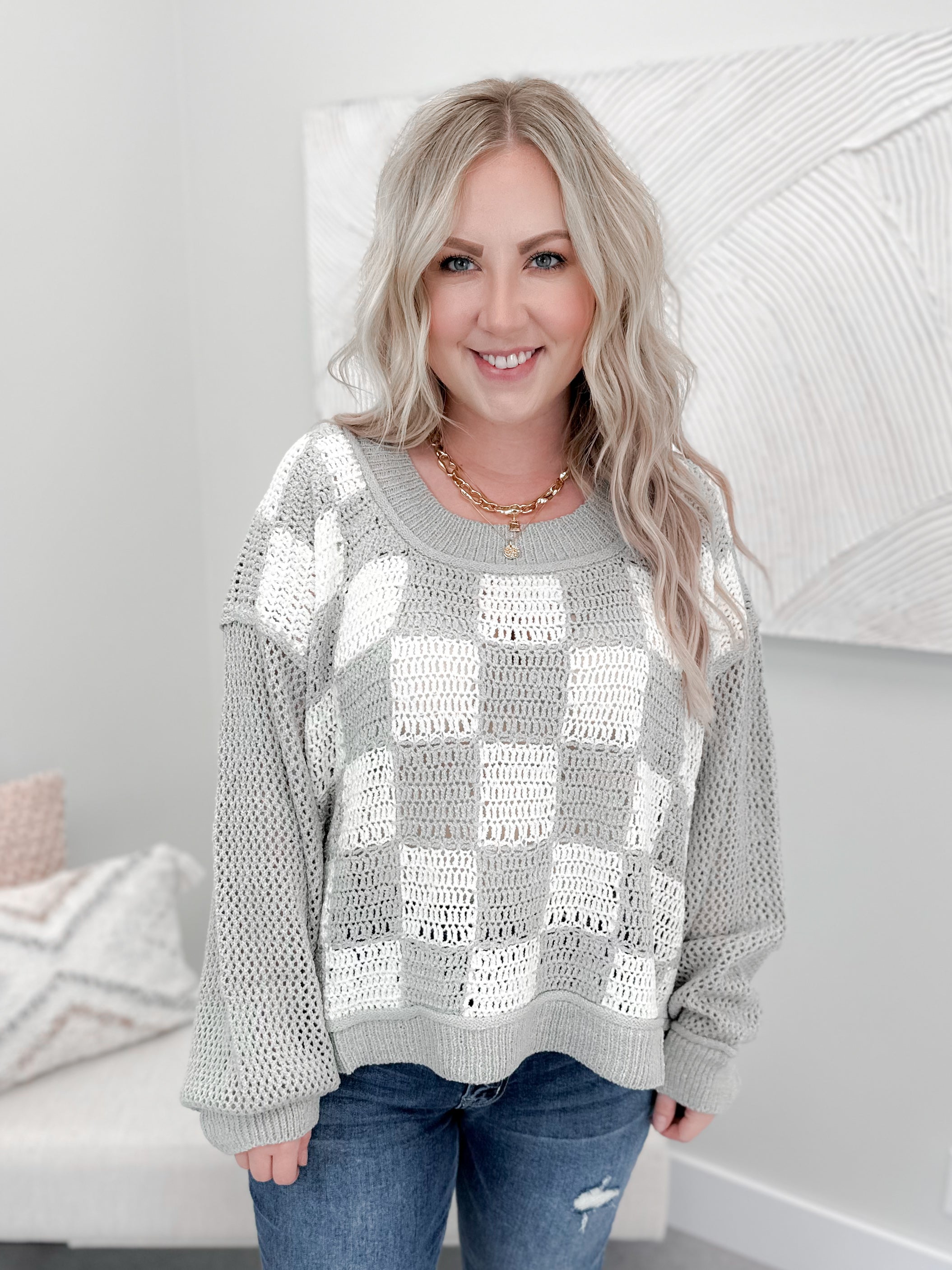 Check it Out Sweater in Grey by Pol