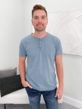 Button Tee in Deep Sea - L/O Size Medium