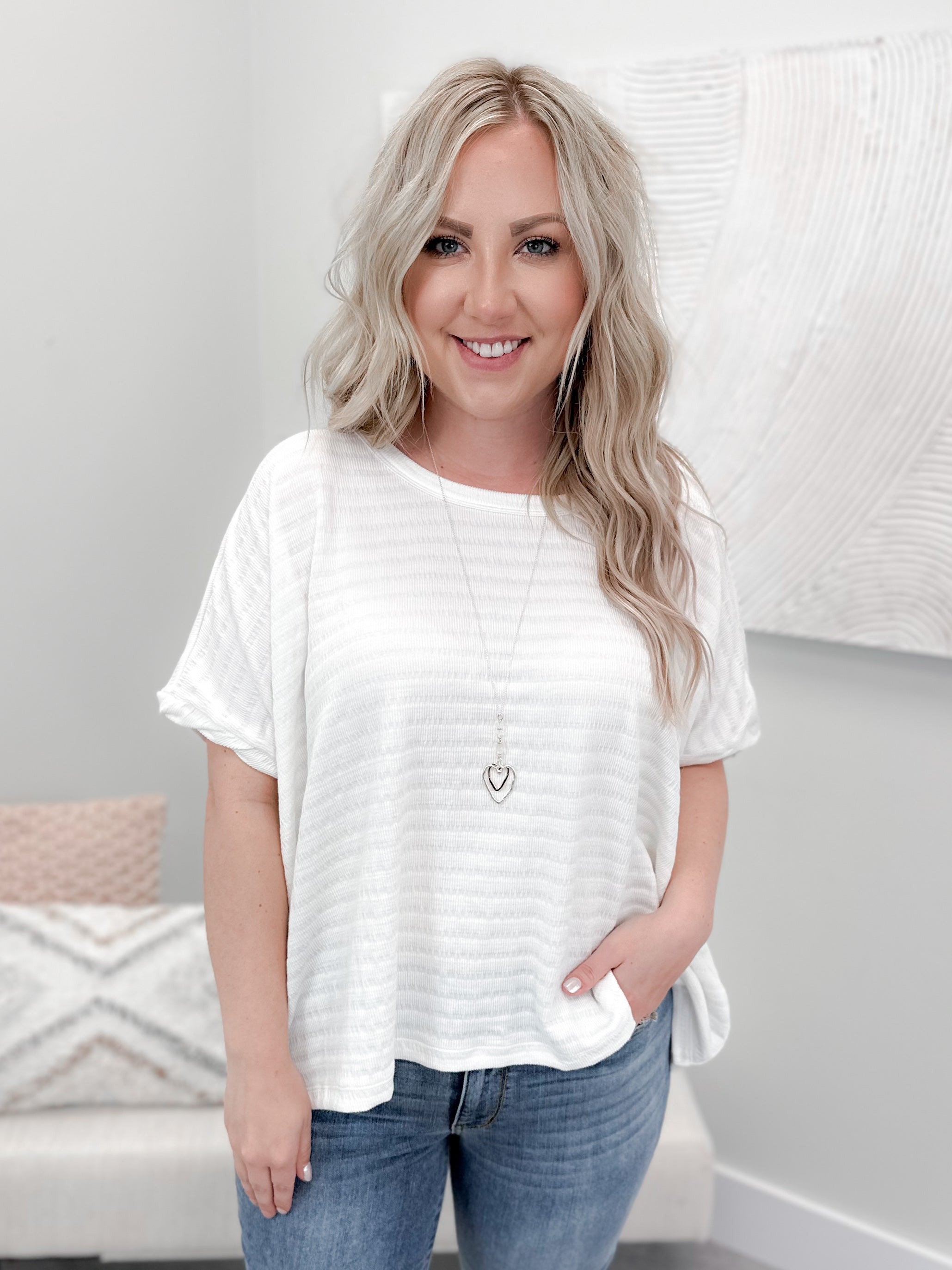 Emmett Textured Top in Coconut - Size Small