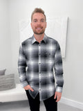 Deklin Mens Flannel Shirt in Charcoal