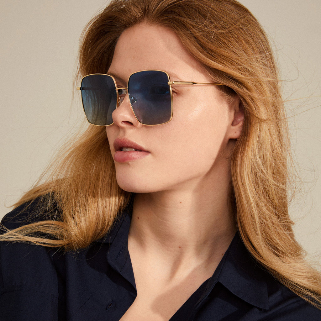 Jonan Sunglasses in Blue/Gold by Pilgrim