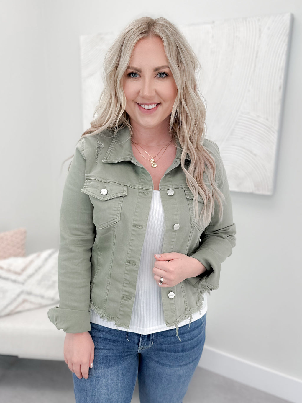 Meadow Denim Jacket in Olive