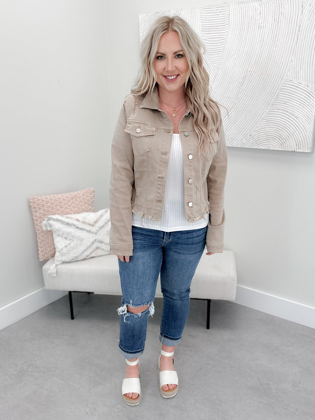 Meadow Denim Jacket in Taupe