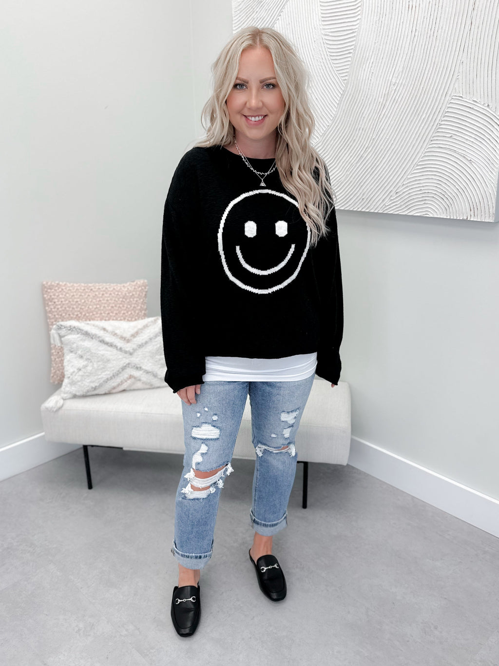 Happy Camper Sweater in Black