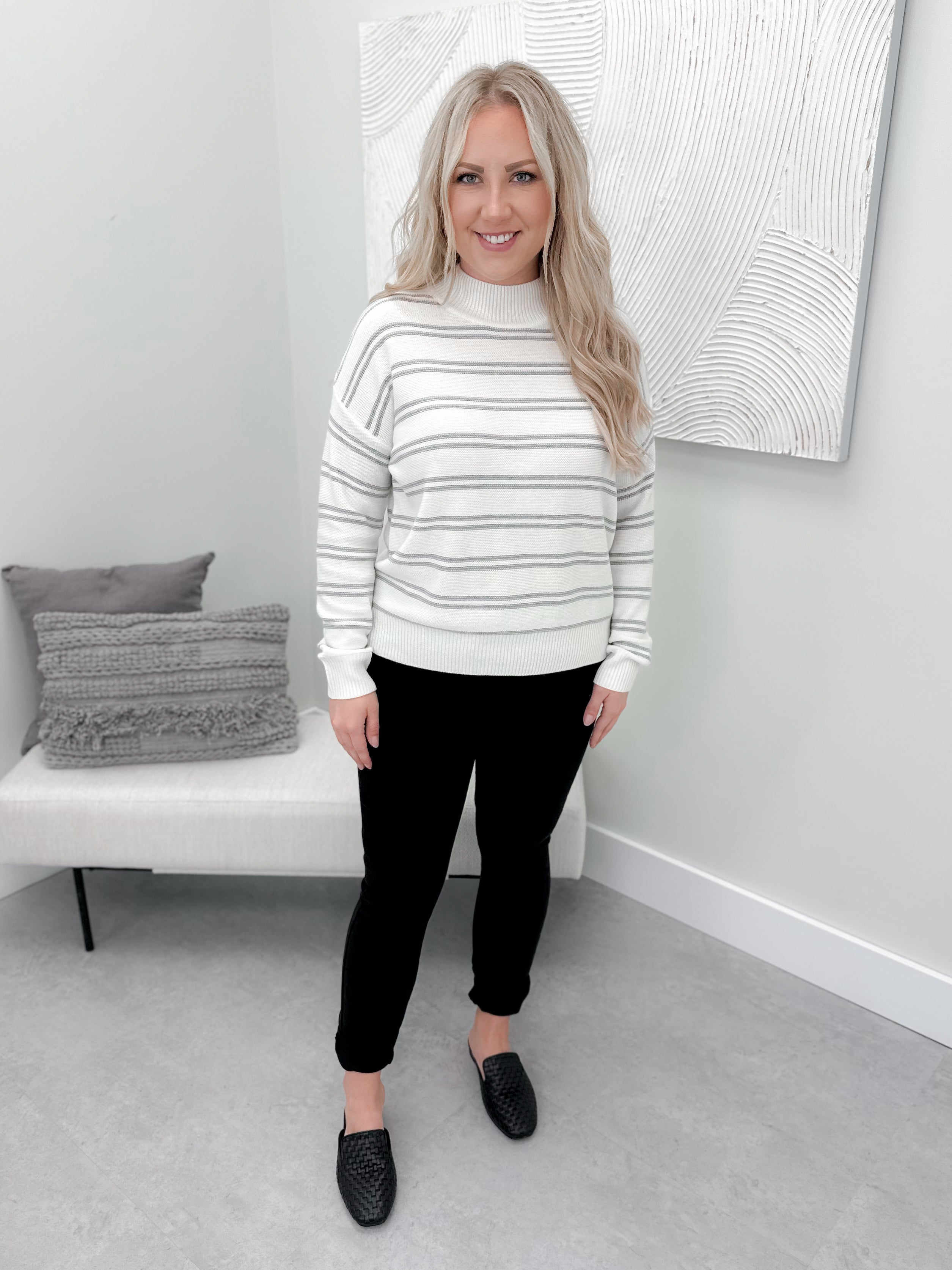 Perla Striped Sweater in Ivory