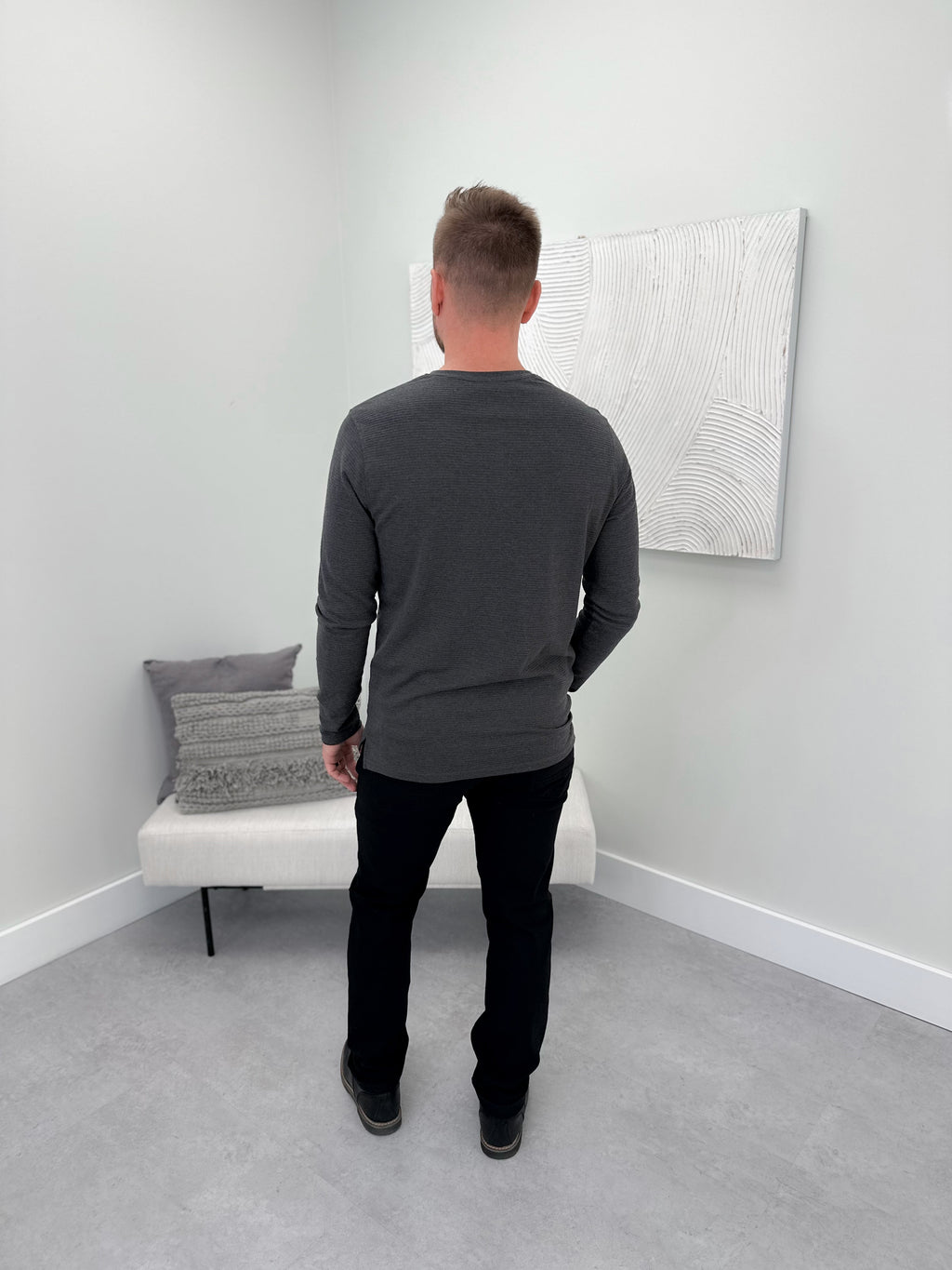 Dawson Men’s Ribbed Long Sleeve in Charcoal