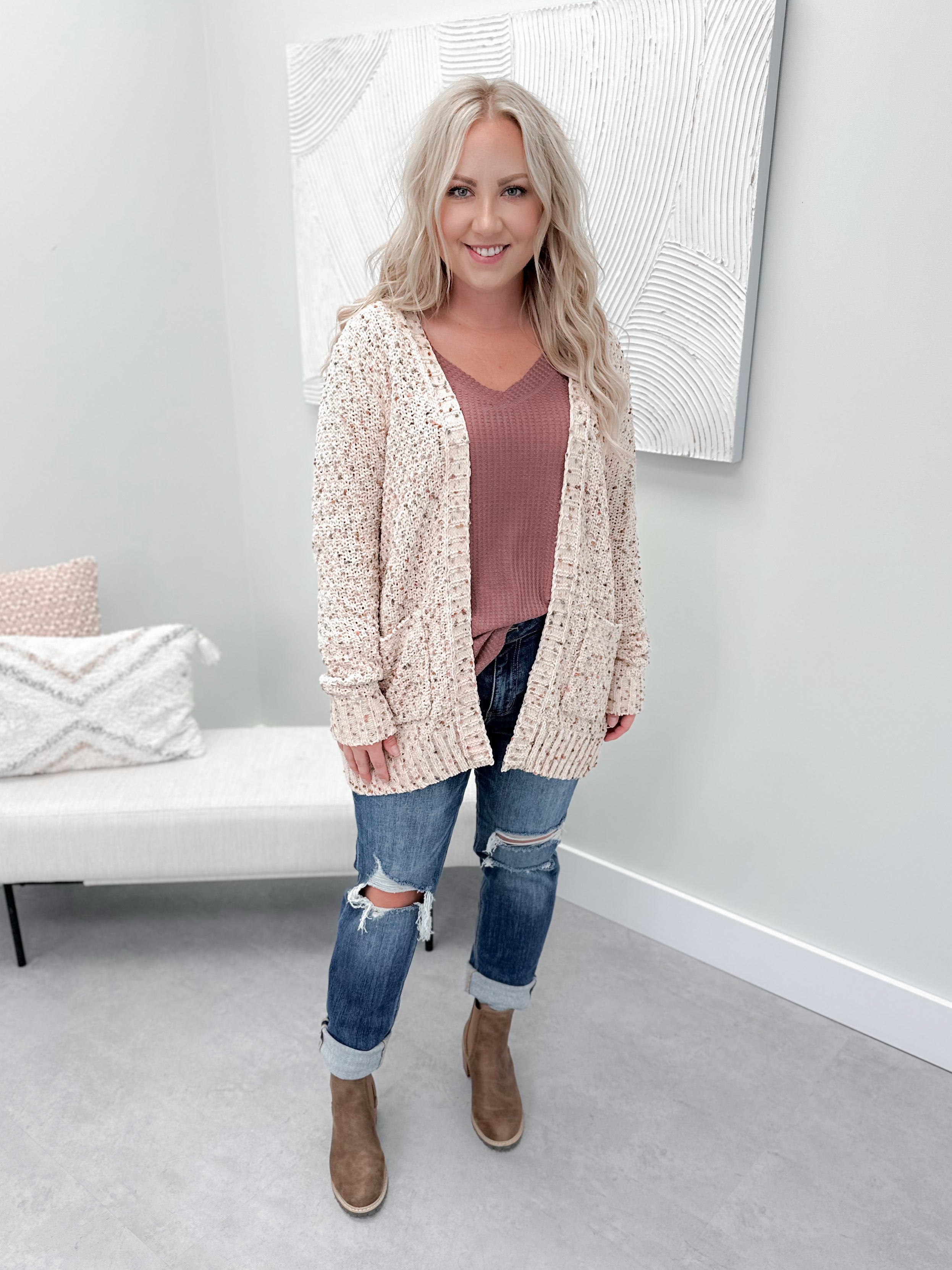 Pheobe Popcorn Cardi in Natural