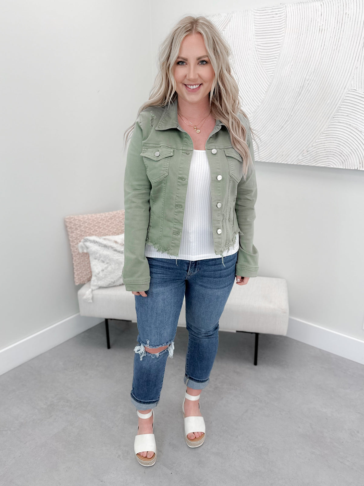 Meadow Denim Jacket in Olive