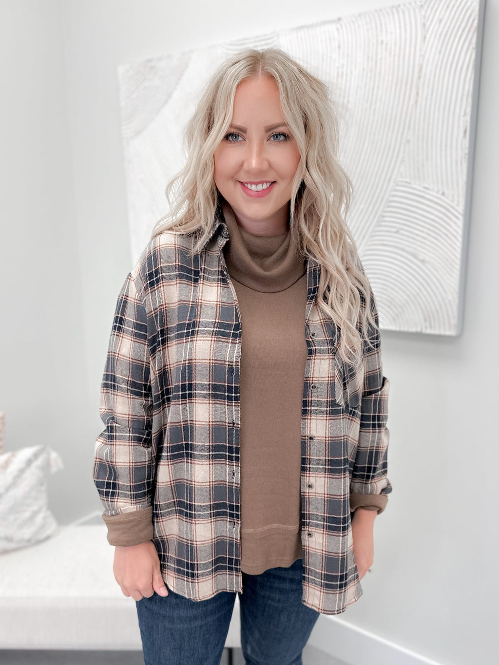 Danica Plaid in Navy