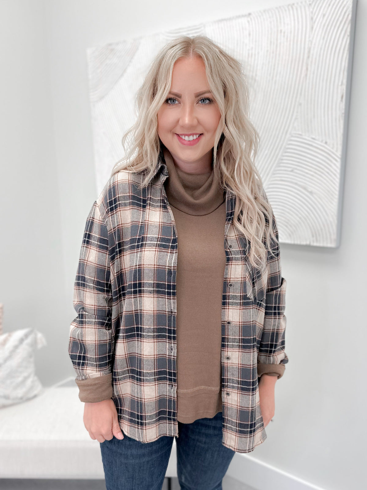 Danica Plaid in Navy